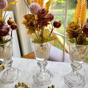 Three small Arrangement centerpiece , handmade home decor small vase